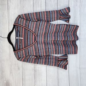 Free people glittery striped bell sleeve top